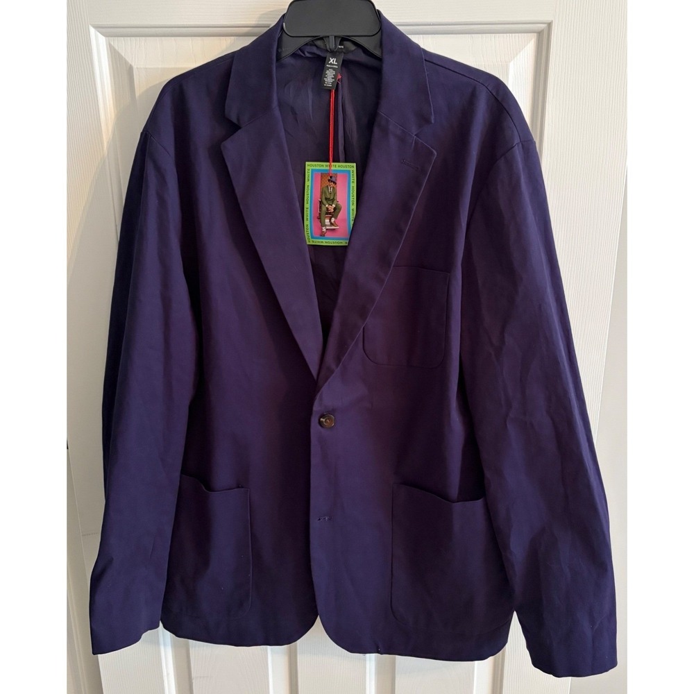 Houston White Navy Blue Unstructured Blazer Mens XL Cotton Stretch Sport Coat